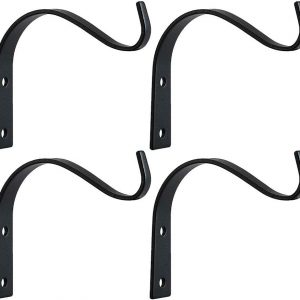 Elwiya 4 Pack Rustic Iron Wall Hooks for Hanging Lanterns Coats Mason Jar Sconces, Heavy-Duty Metal Hooks for Plant Hangers Lights and Artworks，Vintage Home Decor Indoor & Outdoor, Screws Included