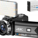 4K Video Camera Camcorder, 56MP Vlogging Camera with WiFi, 270° Rotation Touchscreen Camera with IR Night Vision 16X Digital Zoom Youtube Camera with Tri-color Fill light, Remote Control, 2 Batteries