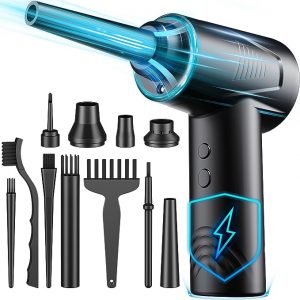 Compressed Air Duster - 3 Gear Adjustable 80000RPM Electric Air Duster, Cordless Air Blower with LED Light for Computer Keyboard Car Electric Devices Cleaning…