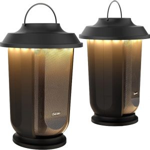 Onforu Outdoor Bluetooth Speaker with LED Lights, 2 Pack Wireless Loud Stereo Sound Lantern Speakers, True Wireless Stereo Pairing Patio Speakers, Bluetooth 5.0, Party Speakers for Camping, Garden